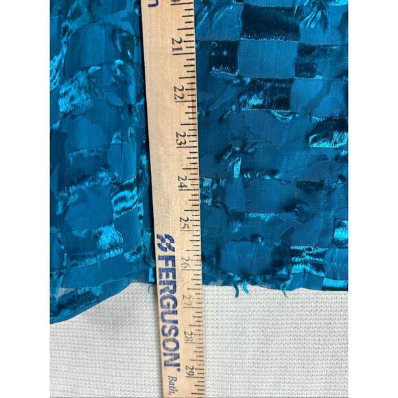 French Laundry Woman 2X Teal Textured Sheer Button-Up Blouse Boho Chic Top - Picture 8 of 10